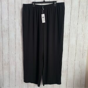 Eileeen Fisher  100%  Silk Georgette Crepe 2X Straight Ankle Black Pants NWT